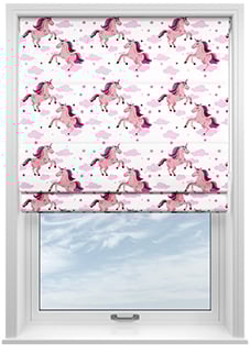 Unicorn Magic, Pink - Motorised Roman Blind